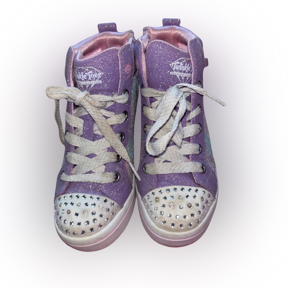 Skechers Twinkle Toes Diamond Collection Light Up High Tops Girls Size 13 - Picture 2 of 7